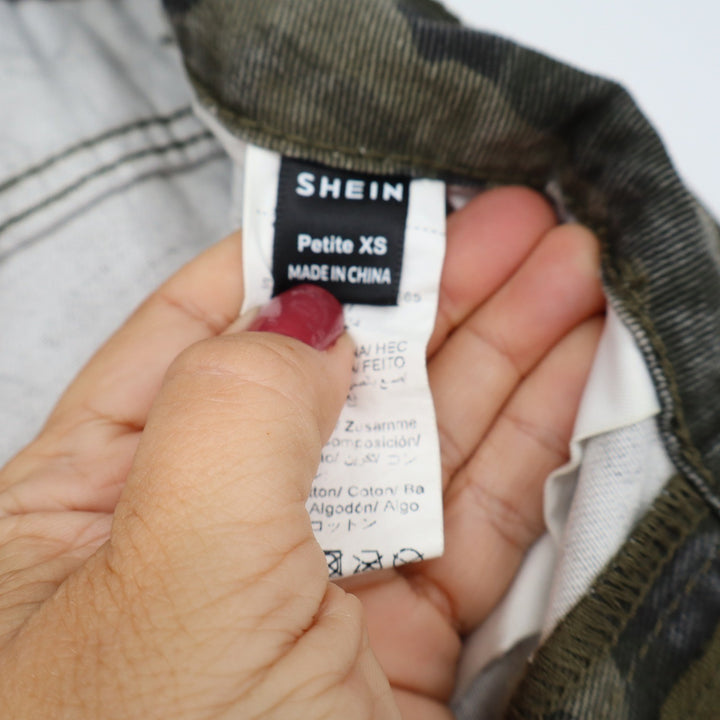 SHEIN Cargo Pants Women XS Petite Green Camo Utility Excellent