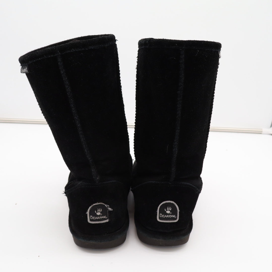 Bearpaw Bootie Womens US 10 Black Suede Fleece Lined Round Toe Mid Calf Boots