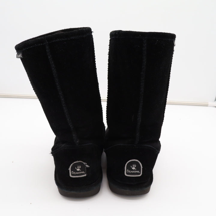 Bearpaw Bootie Womens US 10 Black Suede Fleece Lined Round Toe Mid Calf Boots