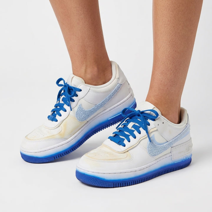 Nike Air Force 1 Shadow White Blue Gradient Womens Size 9 Sneakers