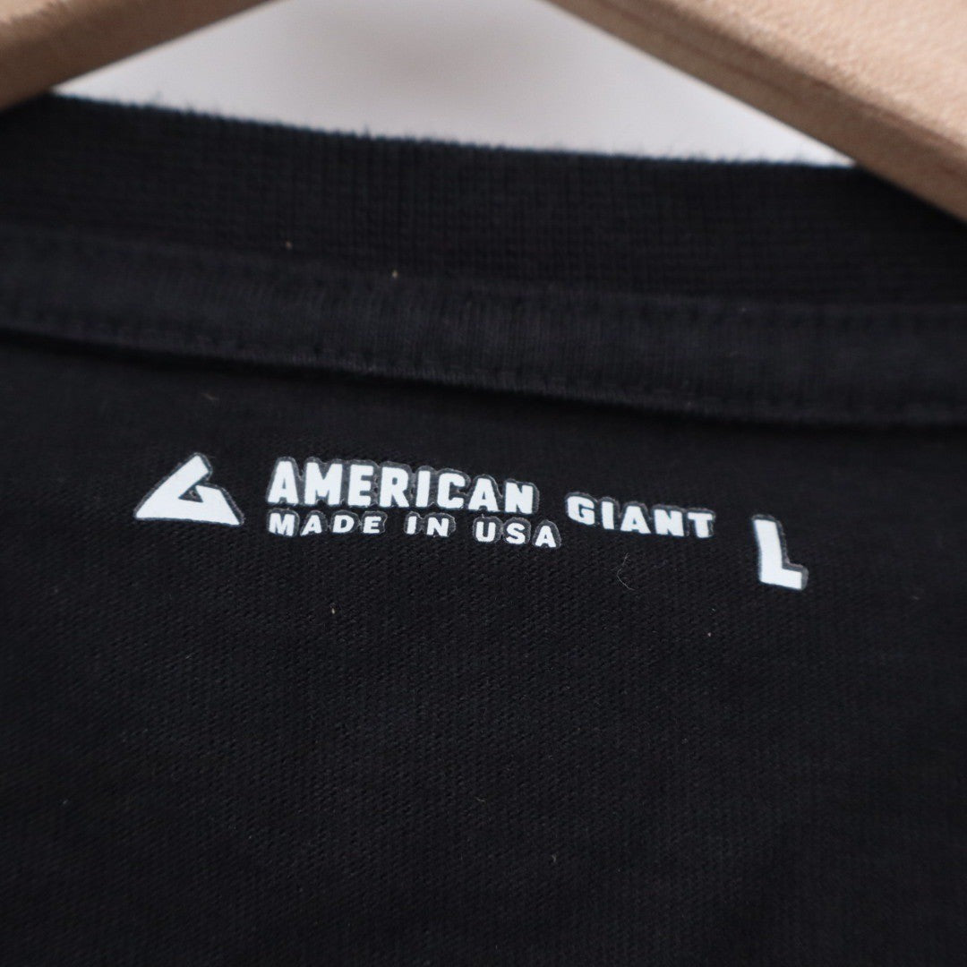 American Giant Mens Black Pocket Tee Crew Neck Short Sleeve Made in USA Size L