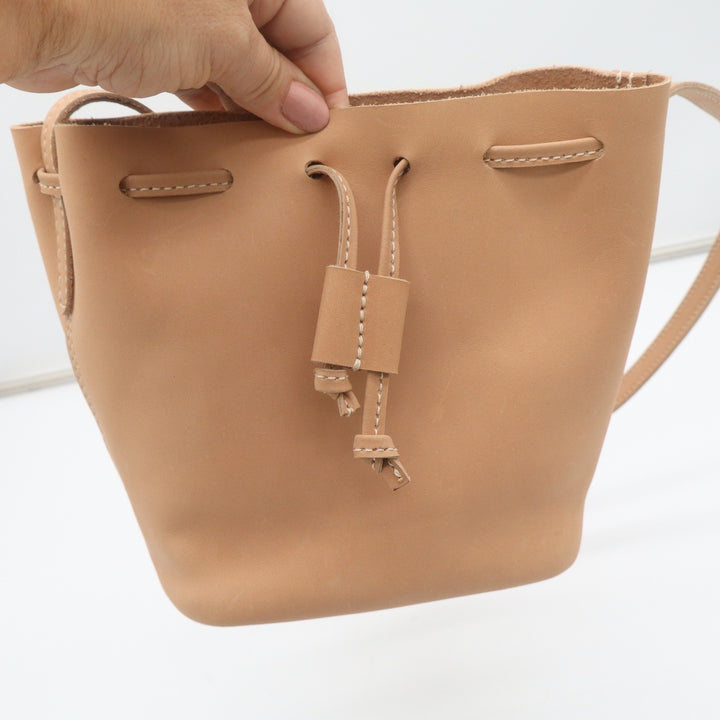 Parker Clay Makeda Mini Crossbody Bucket Bag Tan Leather Made in Ethiopia