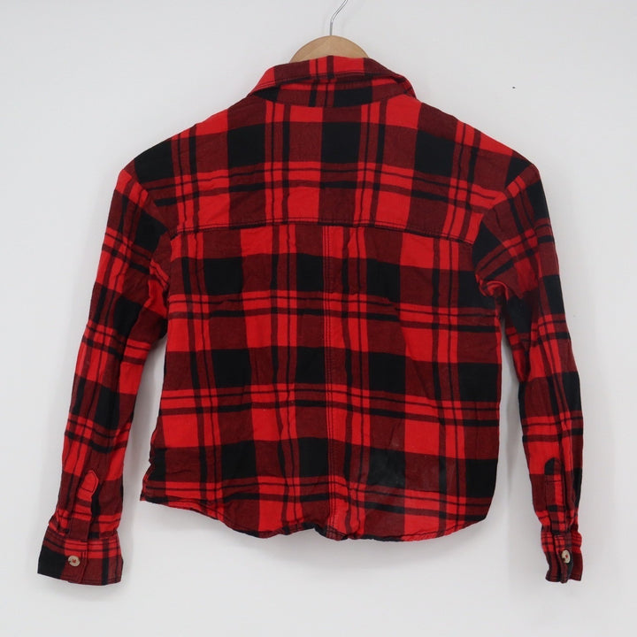 Cat & Jack Kids Red Black Buffalo Plaid Button Down Shirt Size M 7/8