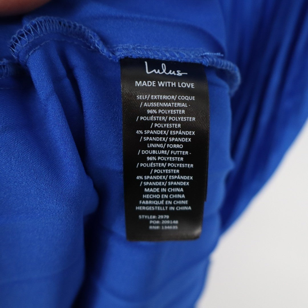 Lulus Gorgeous Purpose Maxi Dress Womens Large Royal Blue Pleated Sleeveless Bow