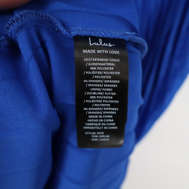 Lulus Gorgeous Purpose Maxi Dress Womens Large Royal Blue Pleated Sleeveless Bow
