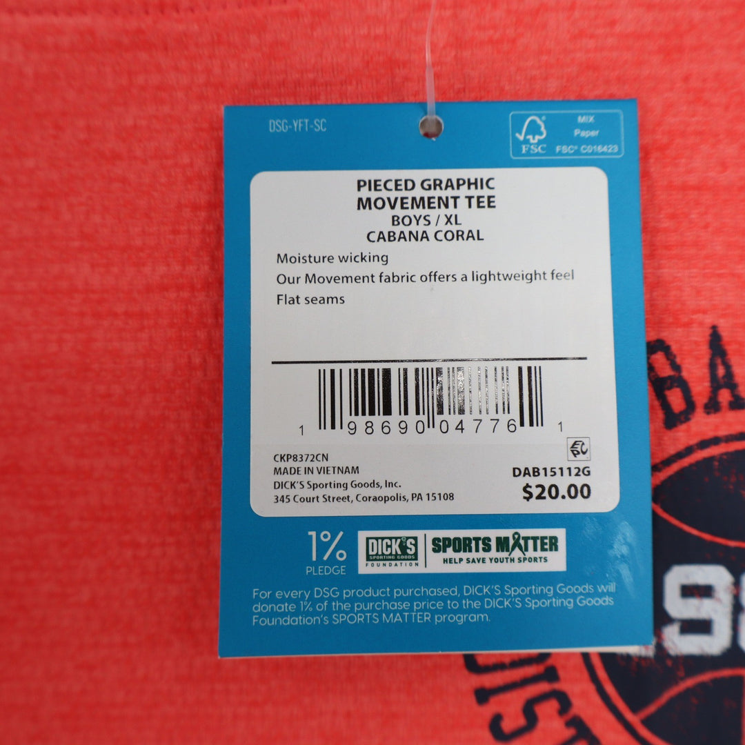 DSG Boys XL 18 Cabana Coral Blue Pieced Graphic Movement Tee Basketball