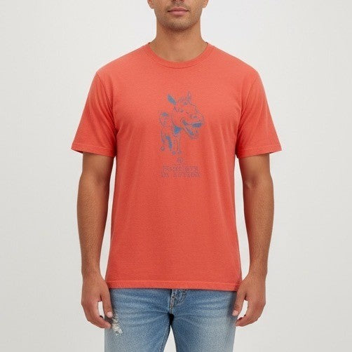 AG Adriano Goldschmied Mens T Shirt Orange Donkey Graphic Crew Neck Made in USA