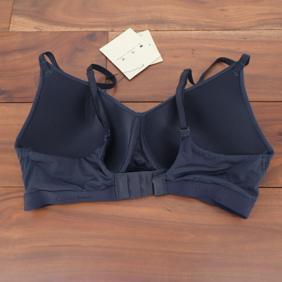 Calvin Klein Form To Body Lightly Lined Bralette Bra Womens Small Navy Blue
