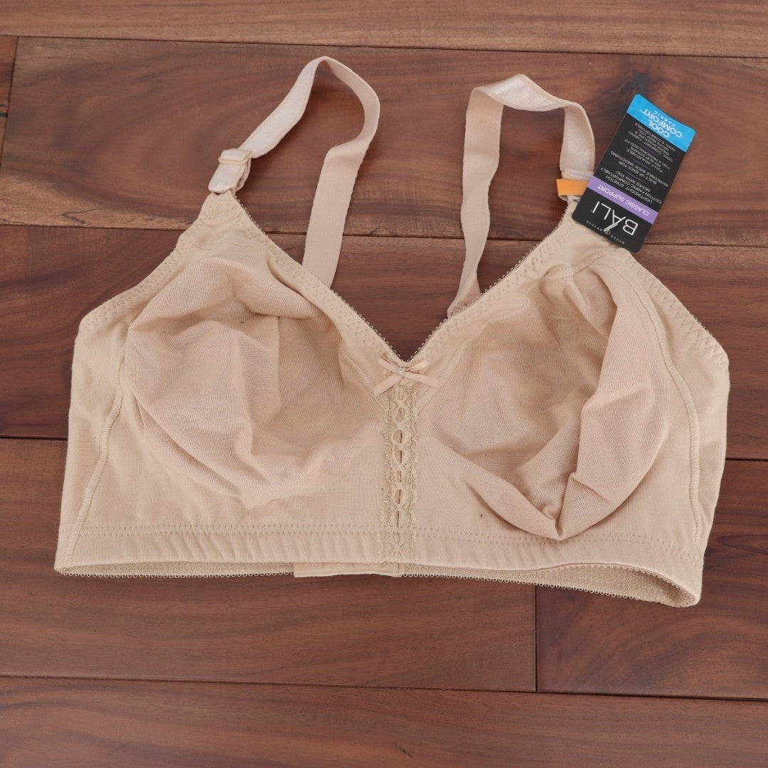 Bali Double Support Cotton Blend Wireless Bra Womens 38DD Soft Taupe Stretch