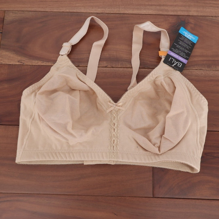 Bali Double Support Cotton Blend Wireless Bra Womens 38DD Soft Taupe Stretch