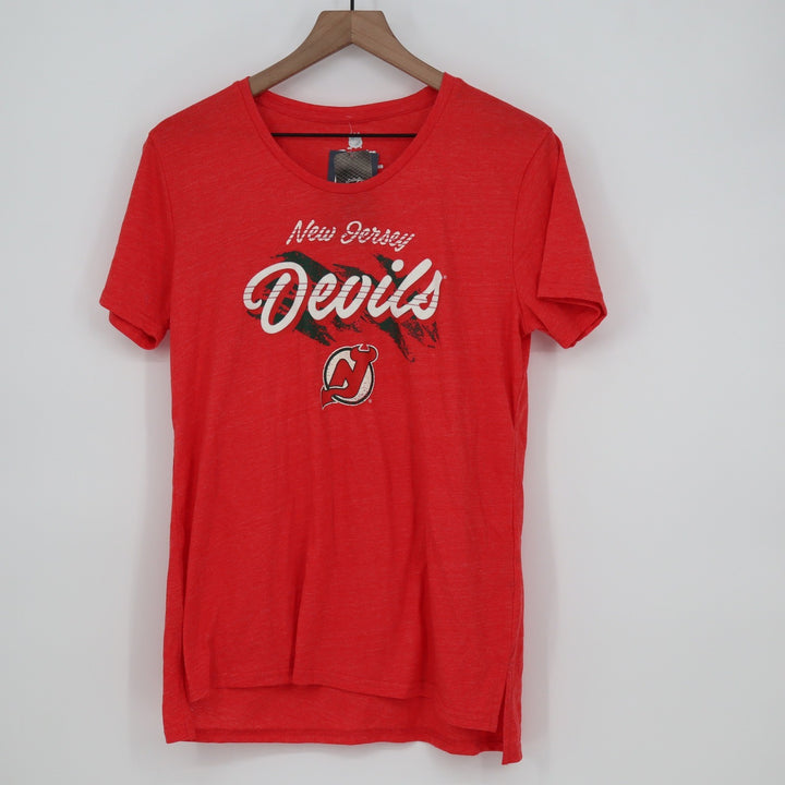 Fanatics New Jersey Devils NHL Womens T-Shirt Red Heather Medium