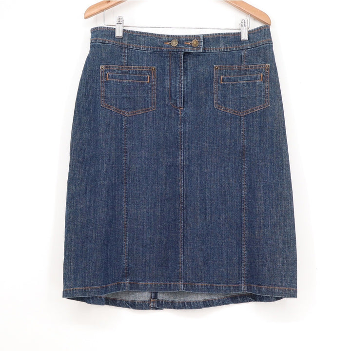 Christopher & Banks Womens Size 12 Dark Wash Stretch Denim A-Line Skirt