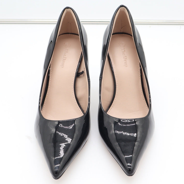 The Drop Womens Avery Pointed Toe Pump Black Patent Stiletto Heels Size 9