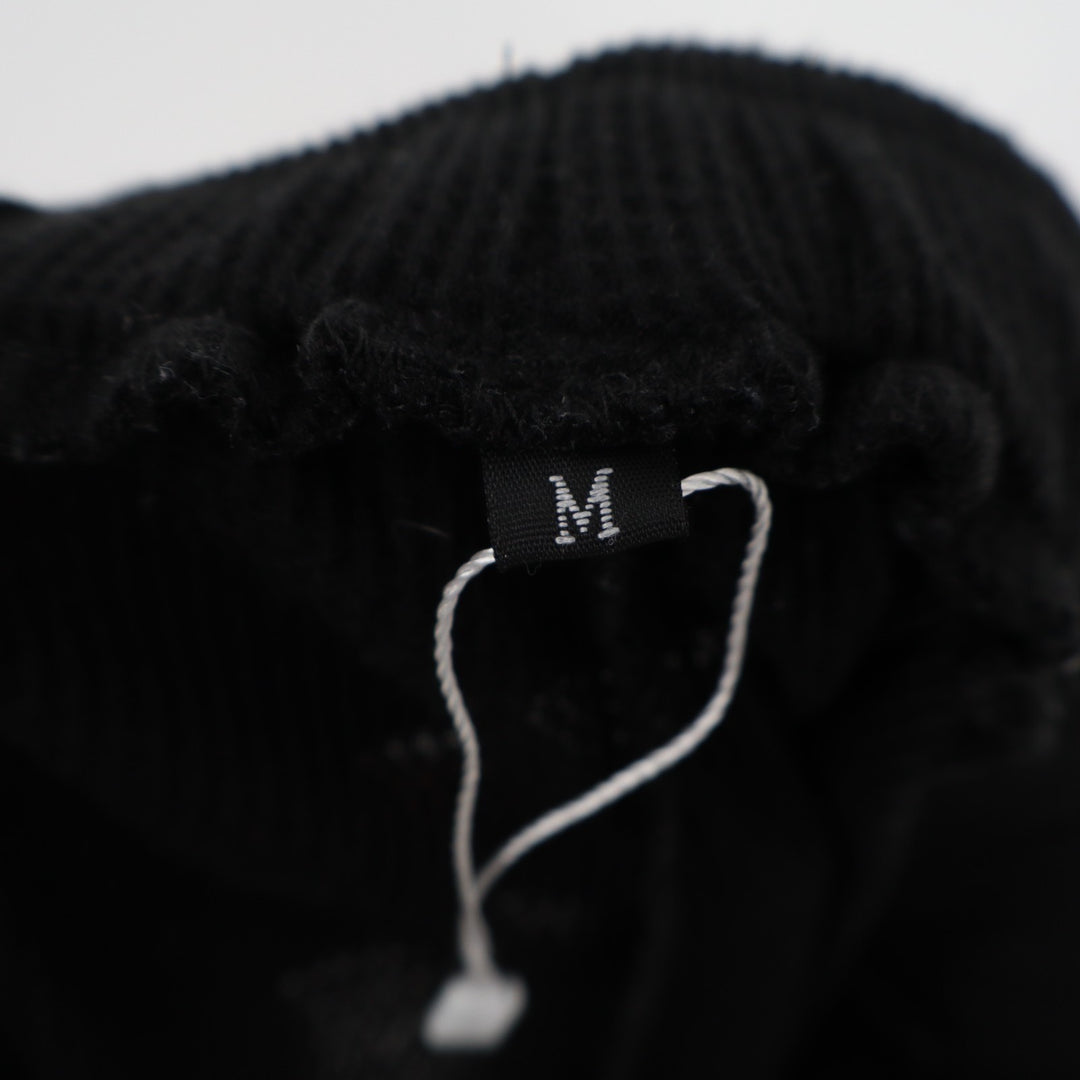 Shorts Womens Medium Black Waffle Knitted Ribbed Slash Pockets Drawstring Waist