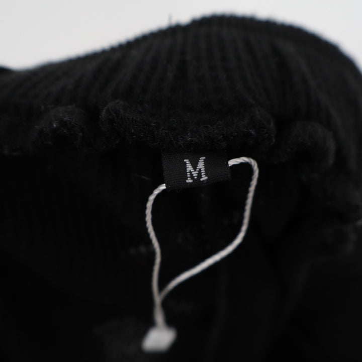 Shorts Womens Medium Black Waffle Knitted Ribbed Slash Pockets Drawstring Waist