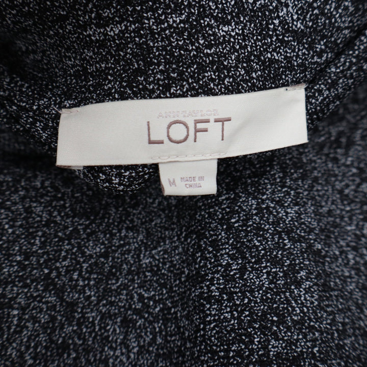 LOFT Skirt Womens Medium A-Line Black White Marled Textured Knit Excellent