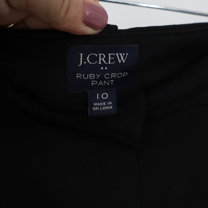J.Crew Ruby Crop Pant Black Size 10 Slim Tapered Bi-Stretch Trousers