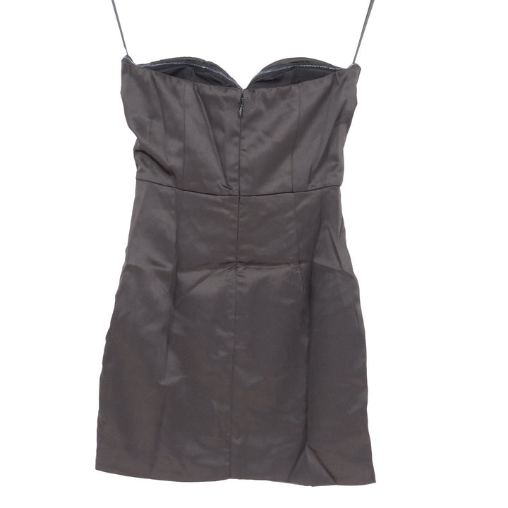 Naked Wardrobe Black Satin Corset Mini Dress Ruched Sweetheart Large