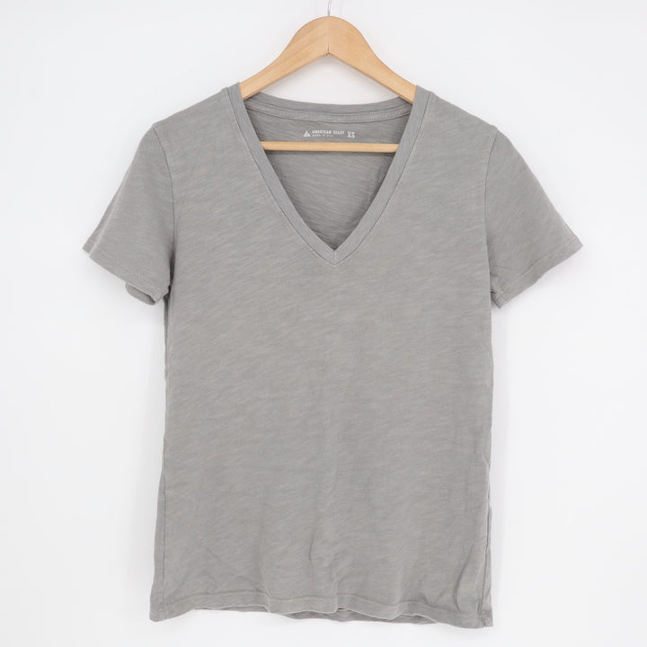 American Giant Classic T-Shirt Womens XS Ghost Grey Cotton V-neck Short Sleeve