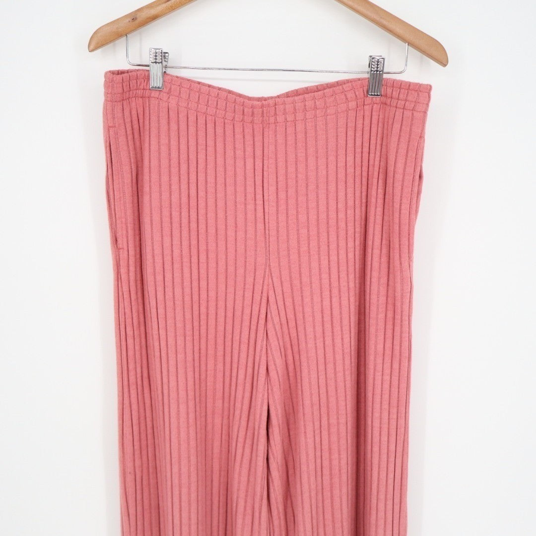 State of Day Intimates Pajama Pants Womens Large Pink Ribbed Wide Leg Sleepwear
