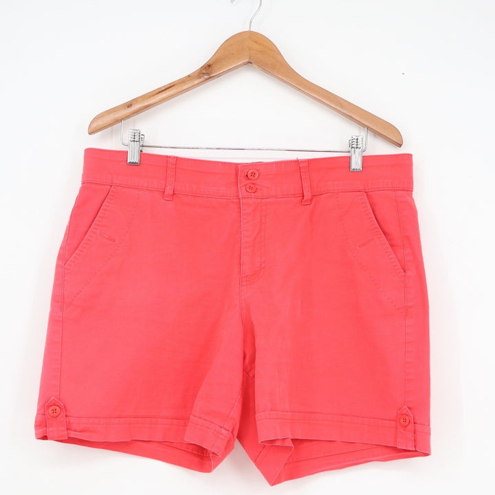 Gloria Vanderbilt Coral Pink Chino Shorts Womens Size 12 Stretch Mid Rise 6in