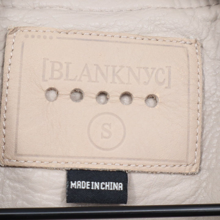 Blanknyc Life Changer Moto Jacket Women Small Beige Full Zip Pockets Notch Lapel