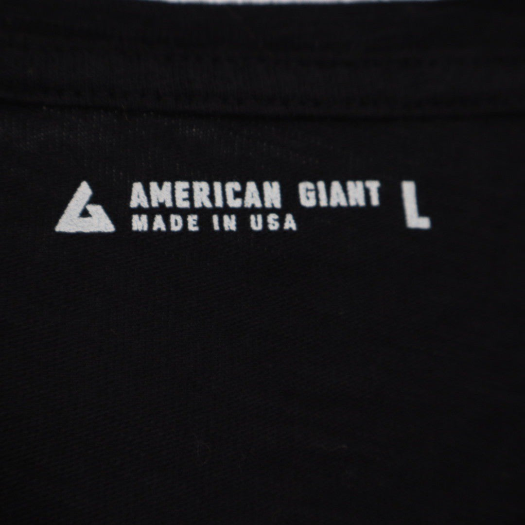American Giant Womens Black V Neck T Shirt Size L Made in USA Basic Tee