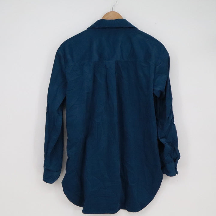 LOFT Women's Medium Teal Blue Corduroy Button Down Shirt Long Sleeve Cotton