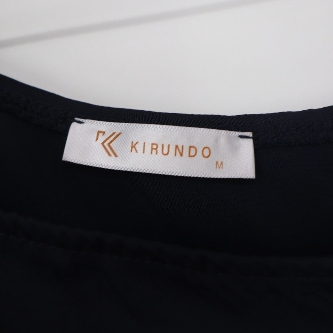 Kirundo Navy Blue One Shoulder Maxi Dress Single Long Sleeve Tie Waist Size M