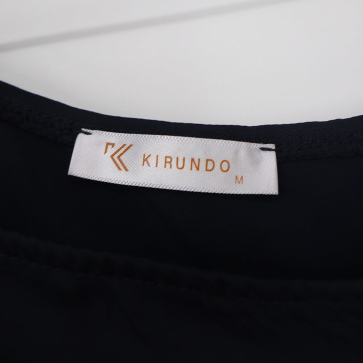 Kirundo Navy Blue One Shoulder Maxi Dress Single Long Sleeve Tie Waist Size M