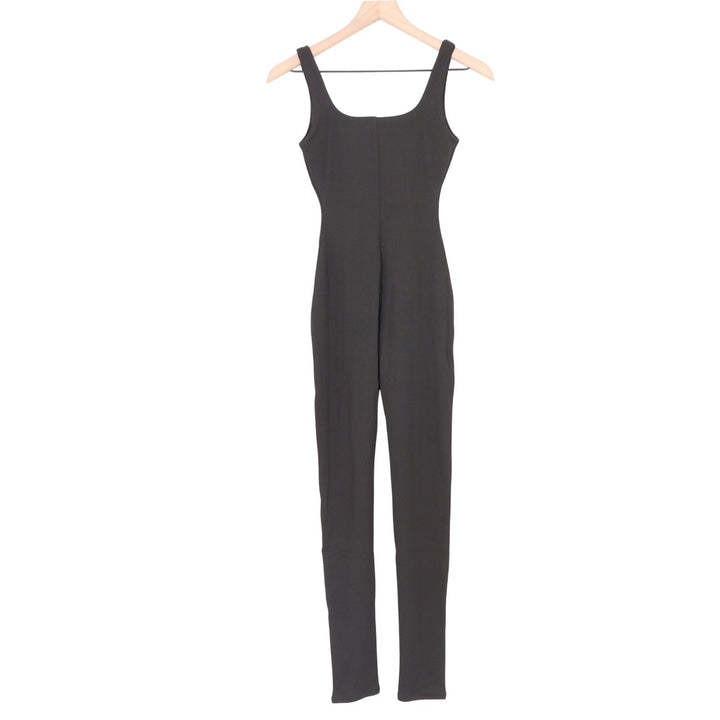 Naked Wardrobe Black Ribbed Scoop Neck Sleeveless Jumpsuit Small