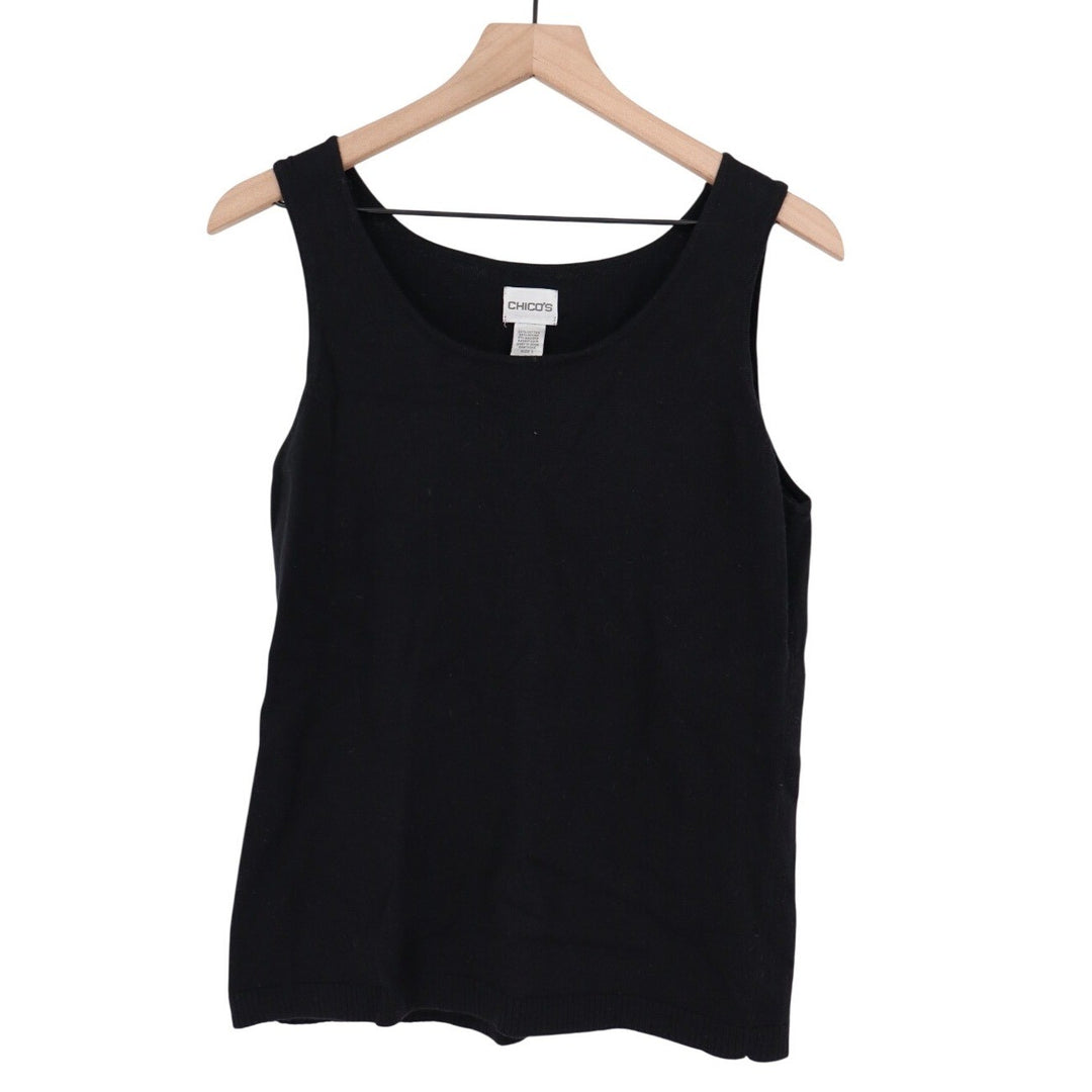 Chicos Black Knit Tank Top Sleeveless Scoop Neck Size 1