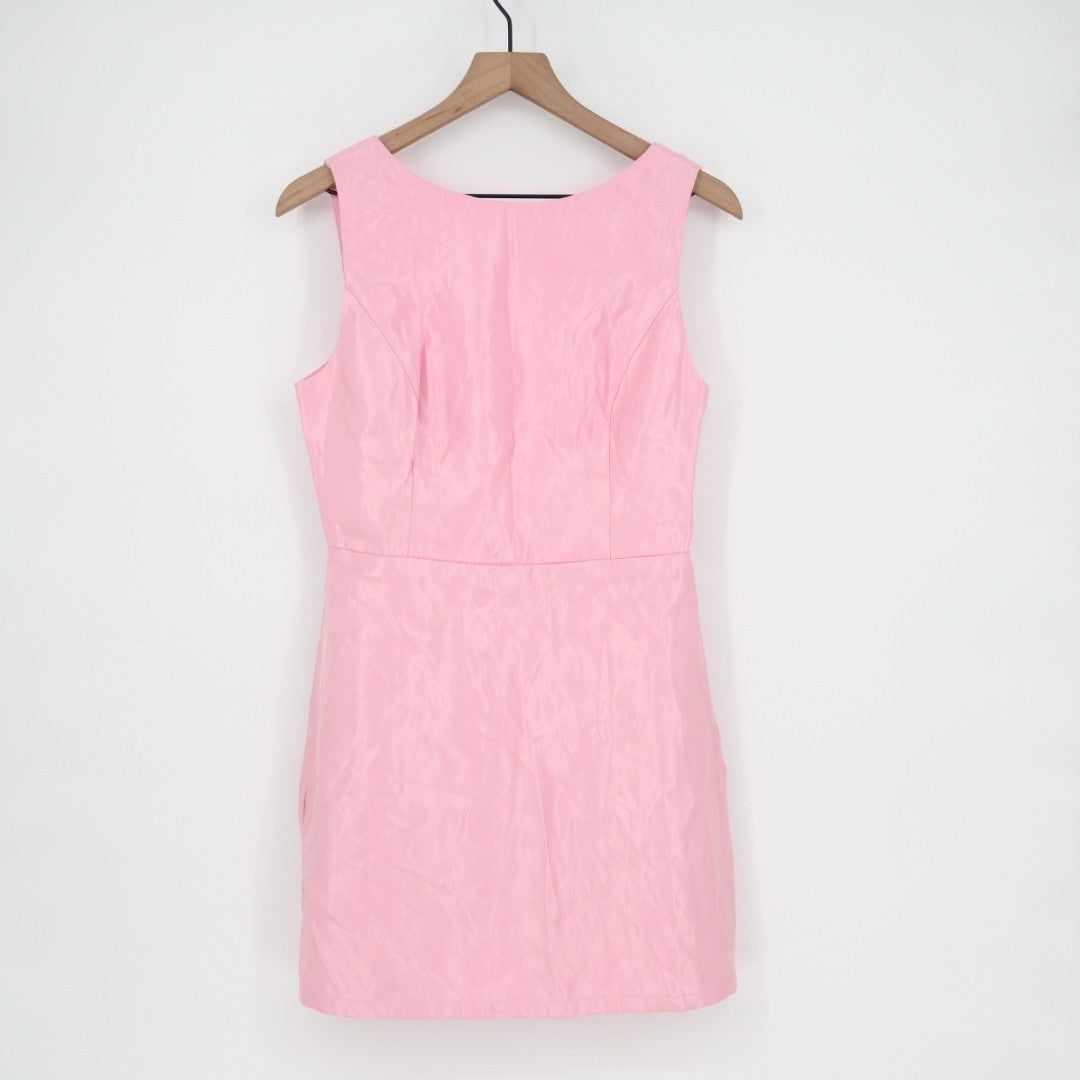 Lulus Mini Dress Womens Medium Pink Rayon Sleeveless Backless Chic Boat Neck