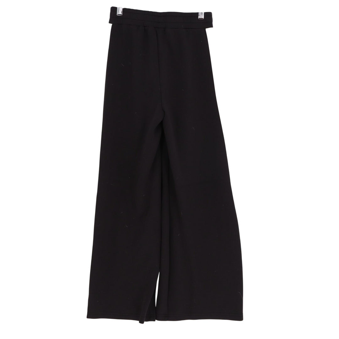 Womens Wide Leg Pants Small Black White Modal Stretch Elastic Waist Side Panels
