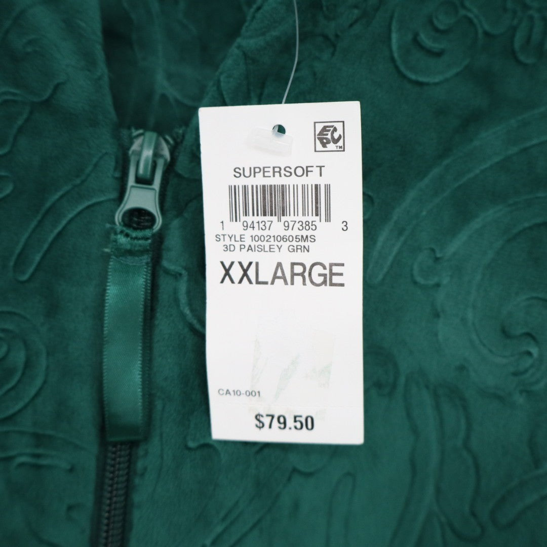 Charter Club Sleepwear Robes Womens 2XL Green Embossed Velour Cozy Zip-Front