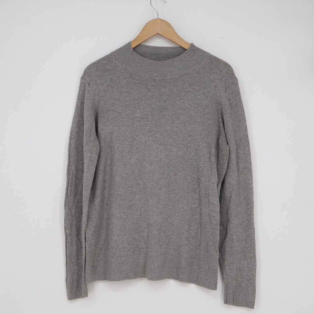 Old Navy Mens Large Gray Mock Neck Long Sleeve Cotton Viscose Knit Sweater