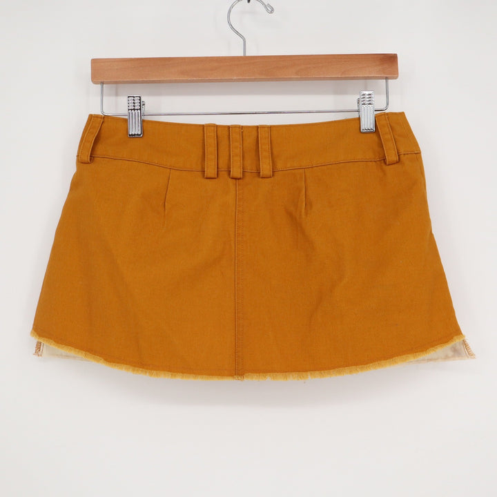 BDG Urban Outfitters Mustard Yellow Pleated Raw Hem Micro Mini Skirt XS