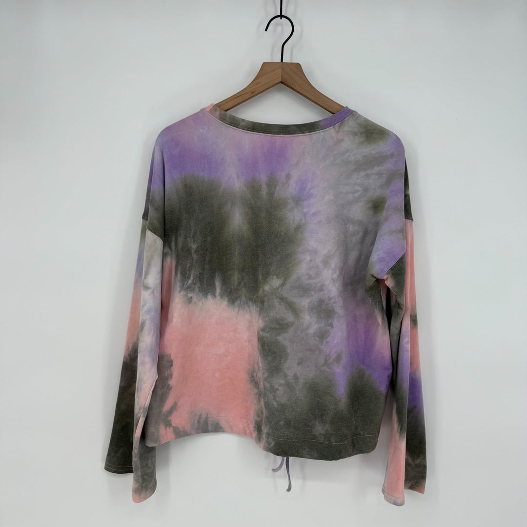 14th & Union Sweatshirt Womens Medium Multicolor Tie Dye Cotton Drawstring Hem