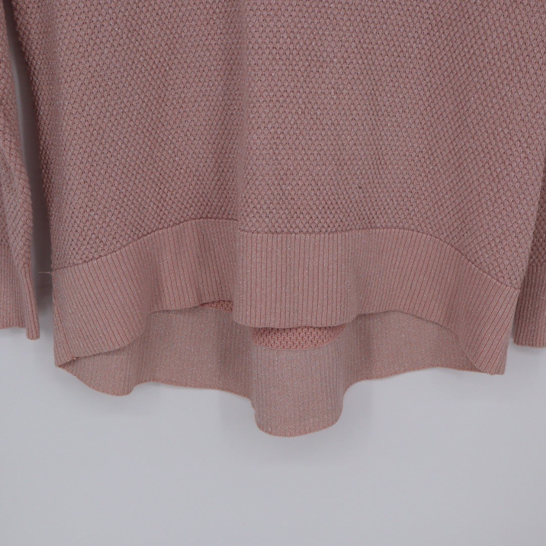 Michael Kors Pink Cold Shoulder Sweater Metallic Knit Pullover Size S
