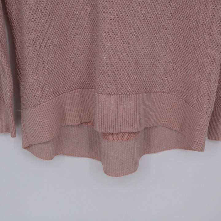 Michael Kors Pink Cold Shoulder Sweater Metallic Knit Pullover Size S