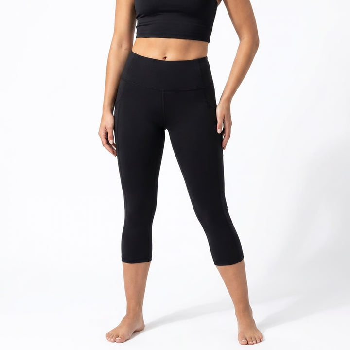 DSG Womens Momentum High Rise Crop Leggings Pure Black XS