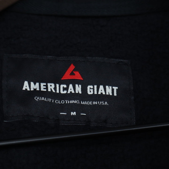American Giant Hoodie Mens Small Black Cotton Full Zip Logo Casual Ribbed Sleeve