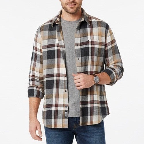 IZOD Saltwater Relaxed Classics Flannel Shirt Mens Large Multi Plaid Button Up