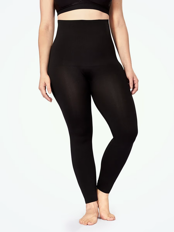 Shapermint Empetua High Waisted Shaping Leggings Womens L Black Opaque Seamless