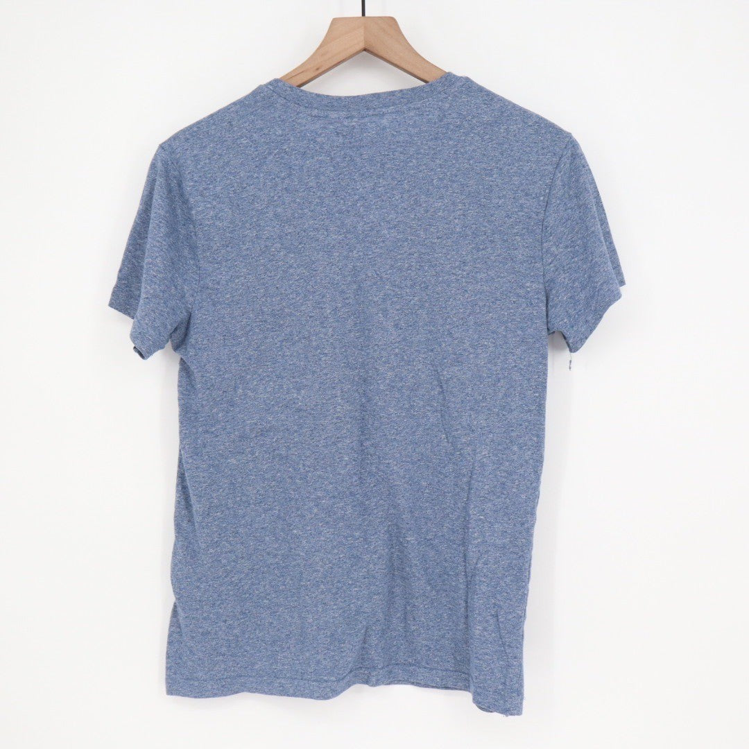 H M Divided Mens Basic Blue Heathered Crew Neck T Shirt Size S