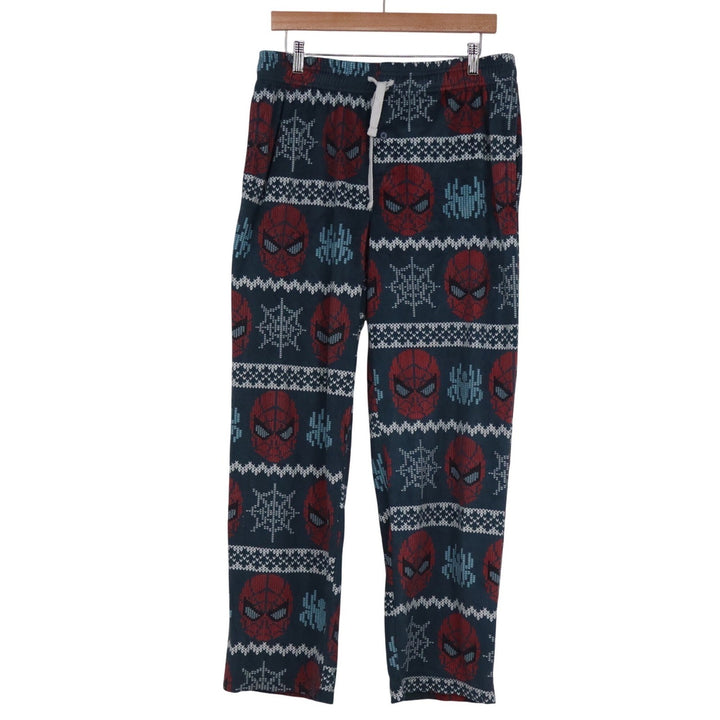 Marvel Spider-Man Mens Pajama Set Medium Blue Fair Isle Fleece Pants T-Shirt