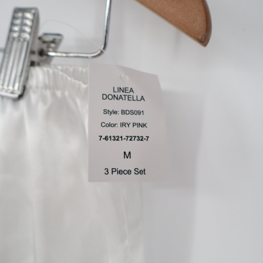 Linea Donatella Bride Satin Intimates Sleep Shorts Womens M White Elastic Waist