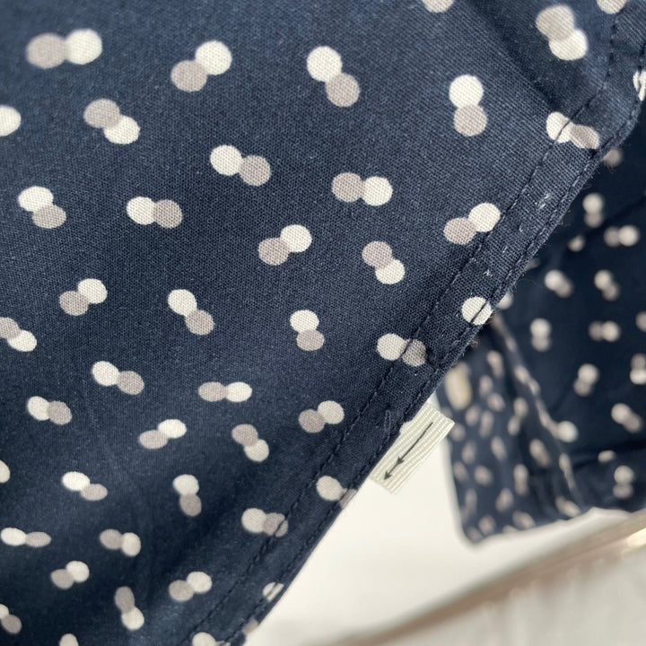 JULIAN & MARK Mens L G Button Down Shirt Navy Blue White Dot Print Long Sleeve