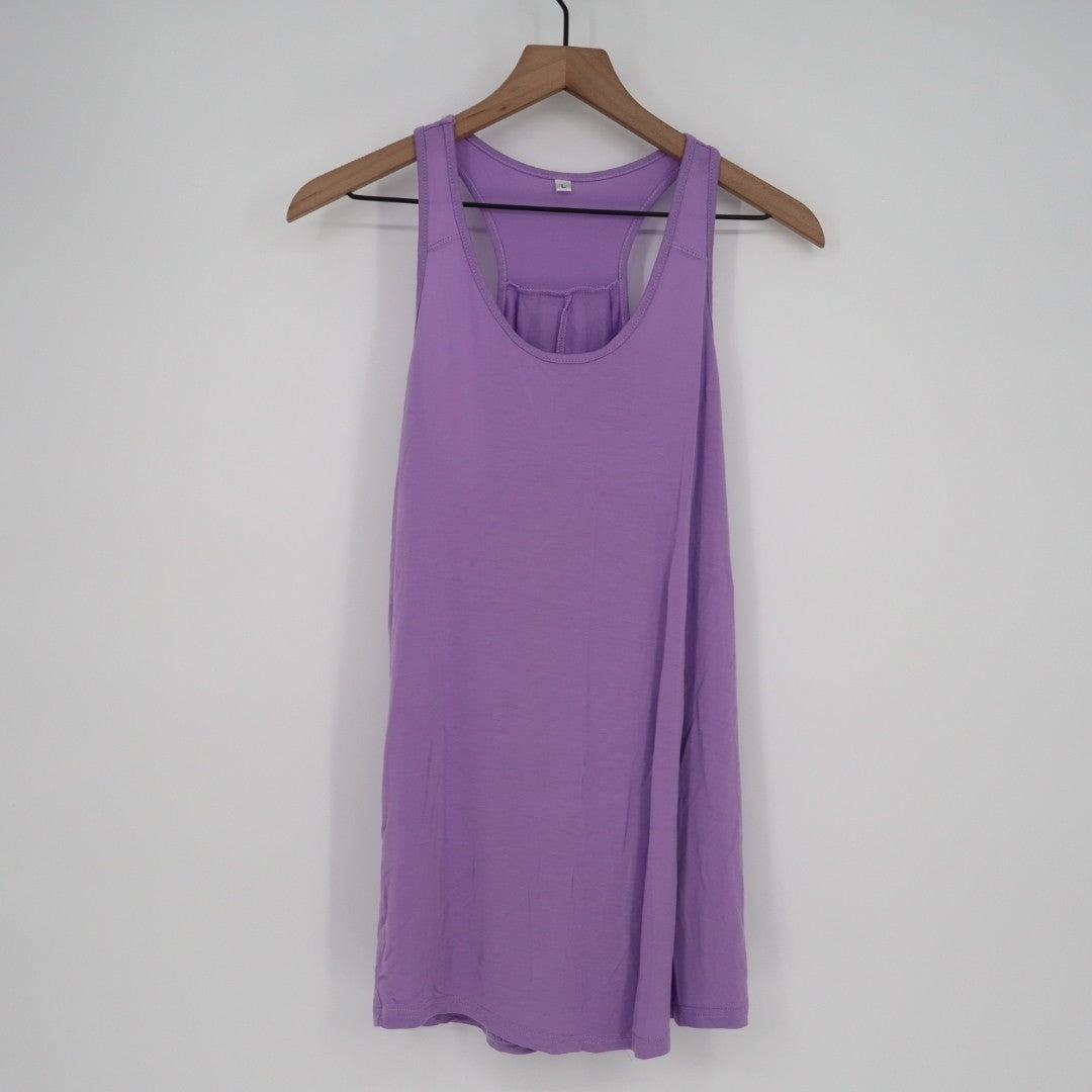 Athletic Tank Top Womens Large Lavender Stretch Scoop Neck Racerback Pullover