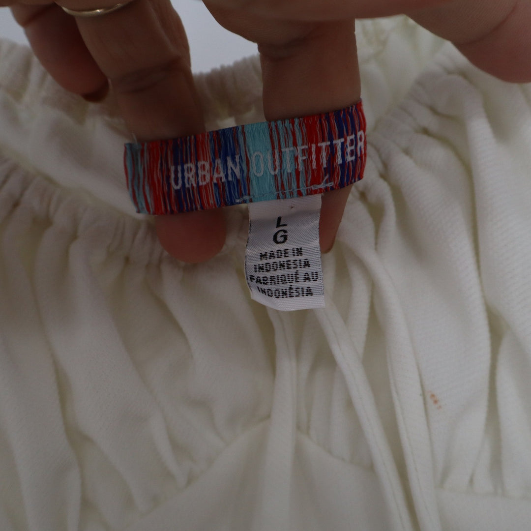 Urban Outfitters White Handkerchief Hem Smocked Cami Crop Top Large
